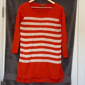 Lilla P Sweater, orange with white stripes, med